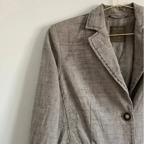 Riani • Long Linen–Virgin Wool Blazer • Size 10 - Picture 3 of 13
